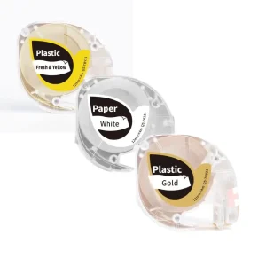 מדבקות שחור על צהובזהבלבן 12*4 למדפסת AIMO P12 חבילת חיסכון 3 יח'