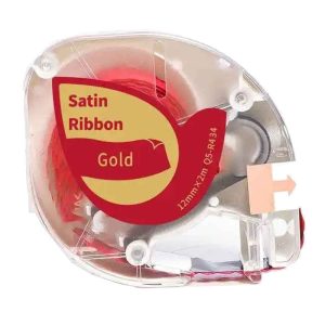מדבקה בד סאטן Q5-R434 זהב על אדום 12*2 למדפסת AIMO P12