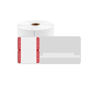מדבקה לבנה WZF3025-45-100RDA לתכשיטים 25*30 לשונית 45 עיטור אדום 100 יח