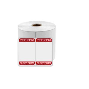 מדבקה לבנה WZWK2530-230RDA דו-צדדית לתכשיטים 25*30 עיטור אדום 230 יח