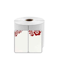 מדבקה לבנה WZWK2530-230RDB דו-צדדית 25*30 עיטור פרחוני אדום 230 יח